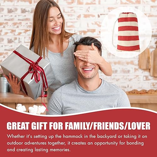 Miniatura 86 de Hamaca brasileña con correas para árboles, hamacas de algodón, hamaca portátil con bolsa de transporte para patio trasero, porche, uso en exteriores