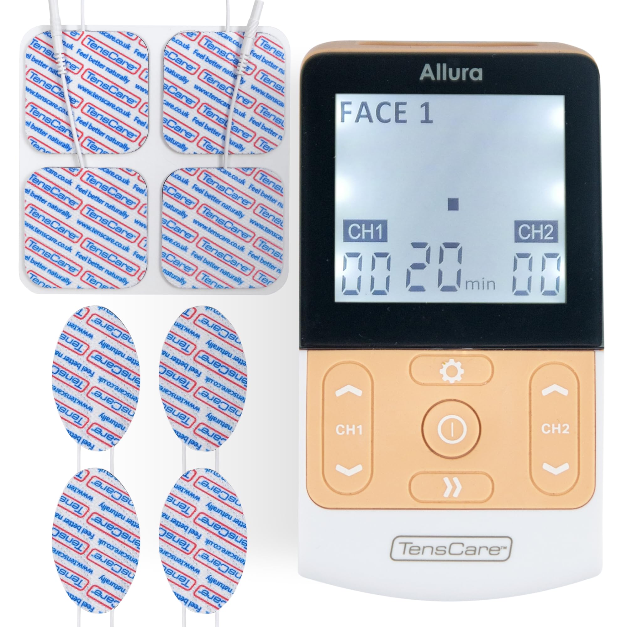 TensCare Allura 8-in-1 EMS Massager für Ganzkörperformung, Erholung nach der Geburt, Reduzierung von Cellulite und Gesichtsstärkung.