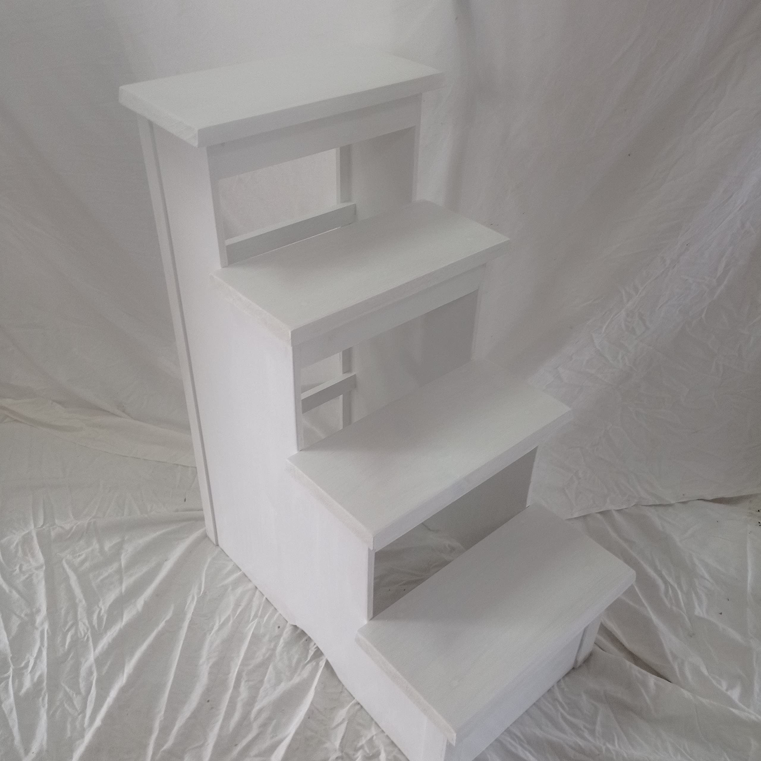 la iberica Scaletta in legno con 4 gradini di colore bianco, altezza 80 cm, 80 x 65 x 40 cm