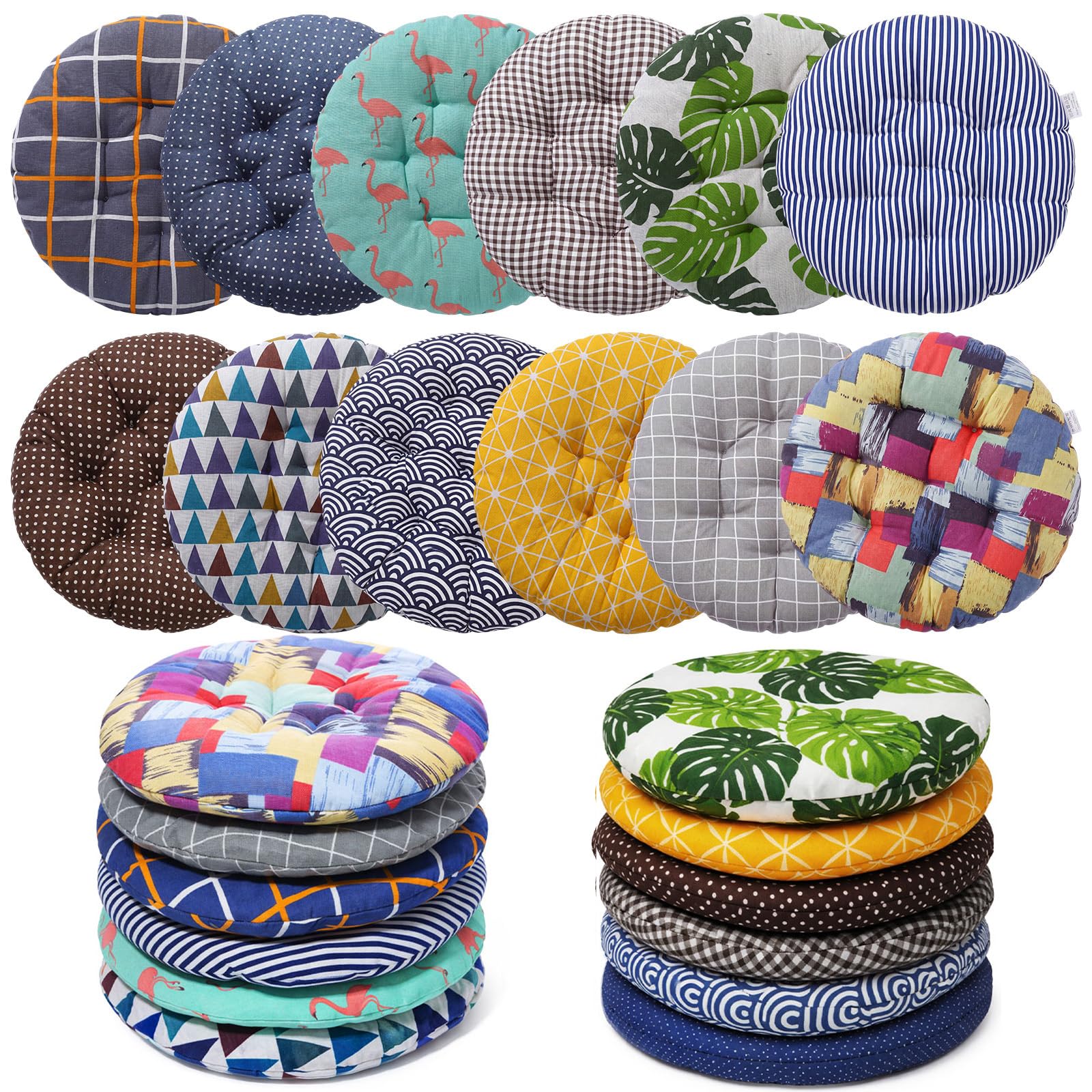 12 Pcs Bulk Floor Pillows Cushion for Kids Classroom,Playful Color,Round