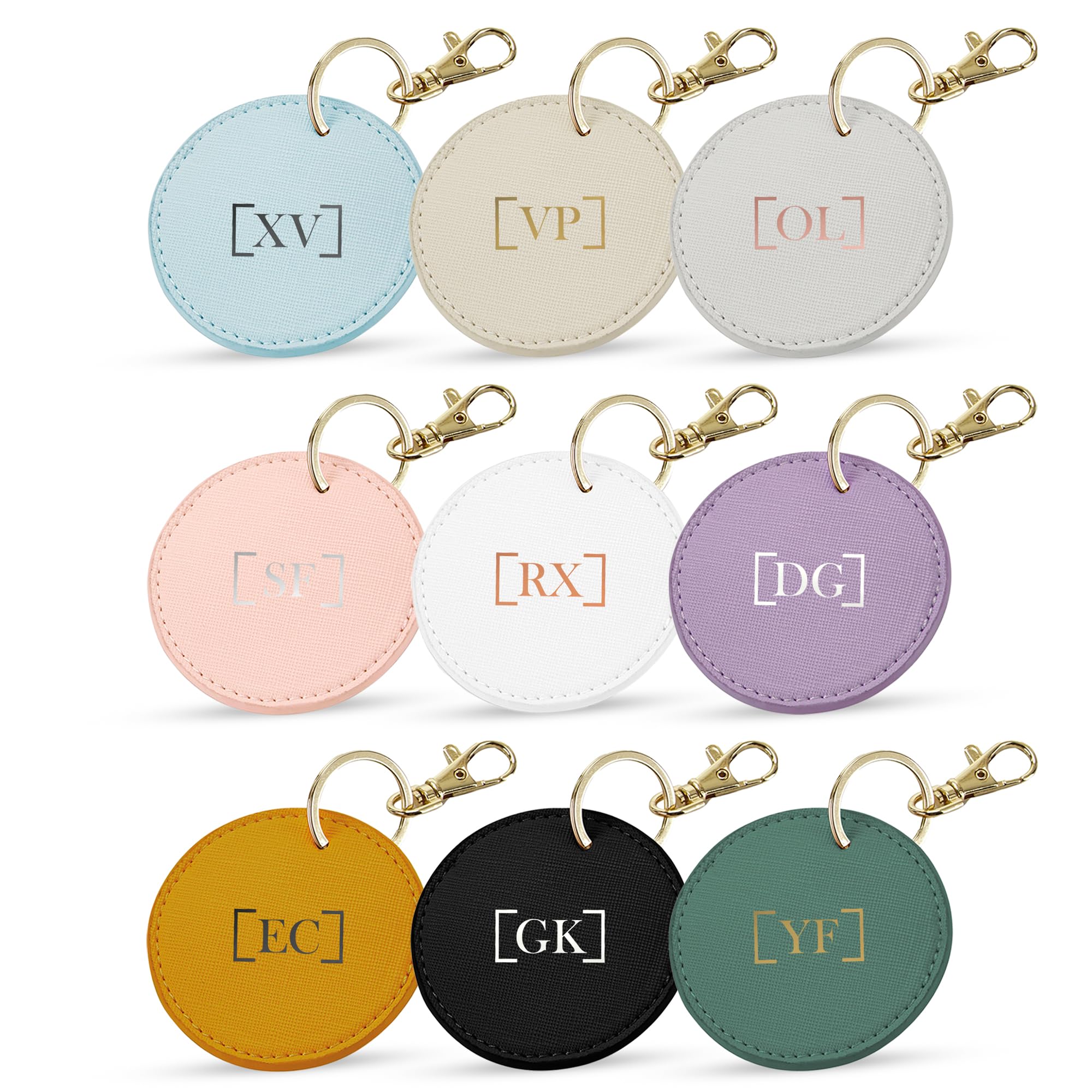 Print Maniacs Unisex Style 5 Personalised Leather Round Keyring Gift For Mum Auntie Nanny Boutique With Initials