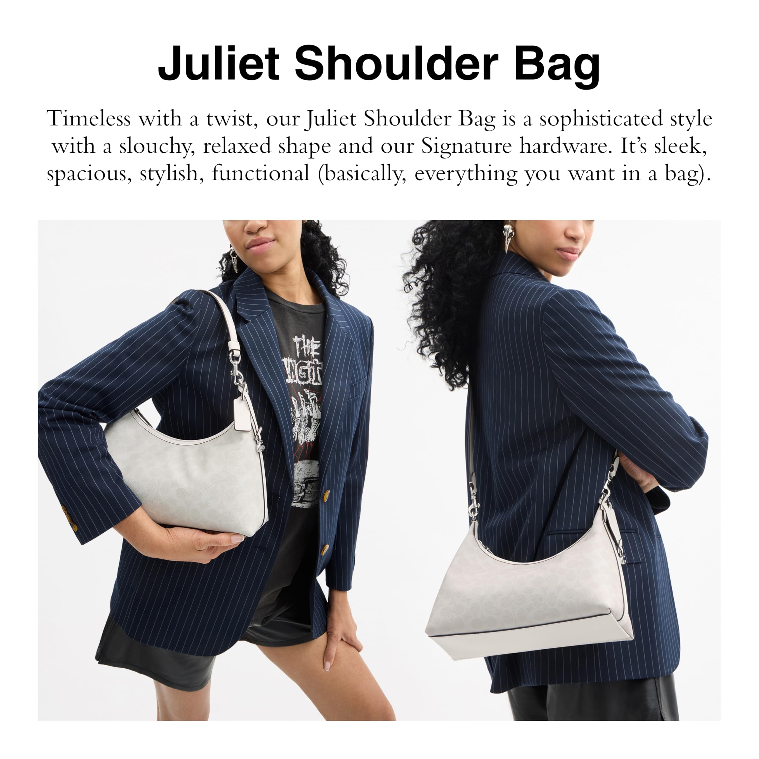 COACH Juliet - Bolso de hombro para mujer en lona distintiva, Lh/tiza blanca