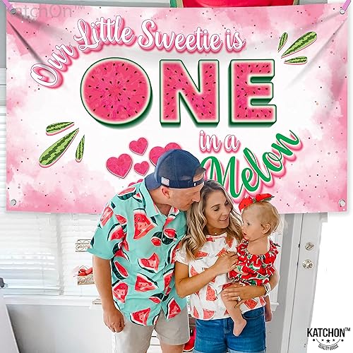 Miniatura 7 de KatchOn, XtraLarge One in a Melon - Fondo de 72 x 44 pulgadas  Cartel de sandía para decoración de fiesta de melón  Decoraciones de cumpleaños de