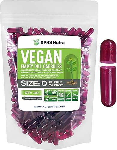 Miniatura 1 de XPRS Nutra Cápsulas vacías de tamaño 0, 100 cápsulas vacías veganas, cápsulas de píldoras vacías vegetarianas, relleno de cápsulas vegetarianas,