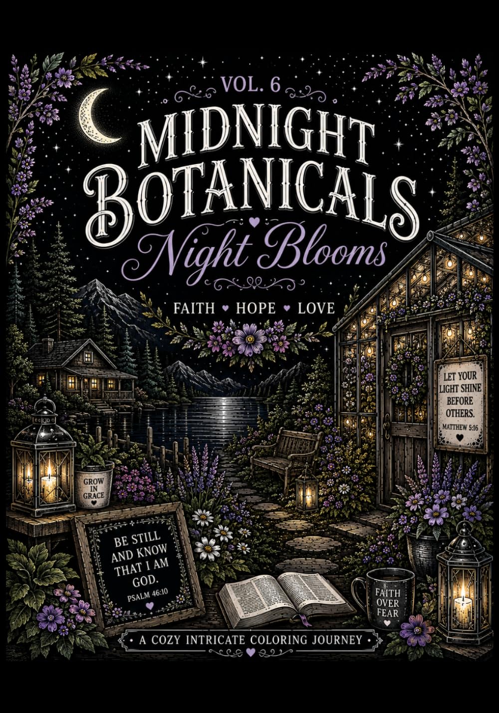 Midnight Botanicals Vol. 6: Night Blooms: An Intricate Coloring Journey of Faith, Hope & Love