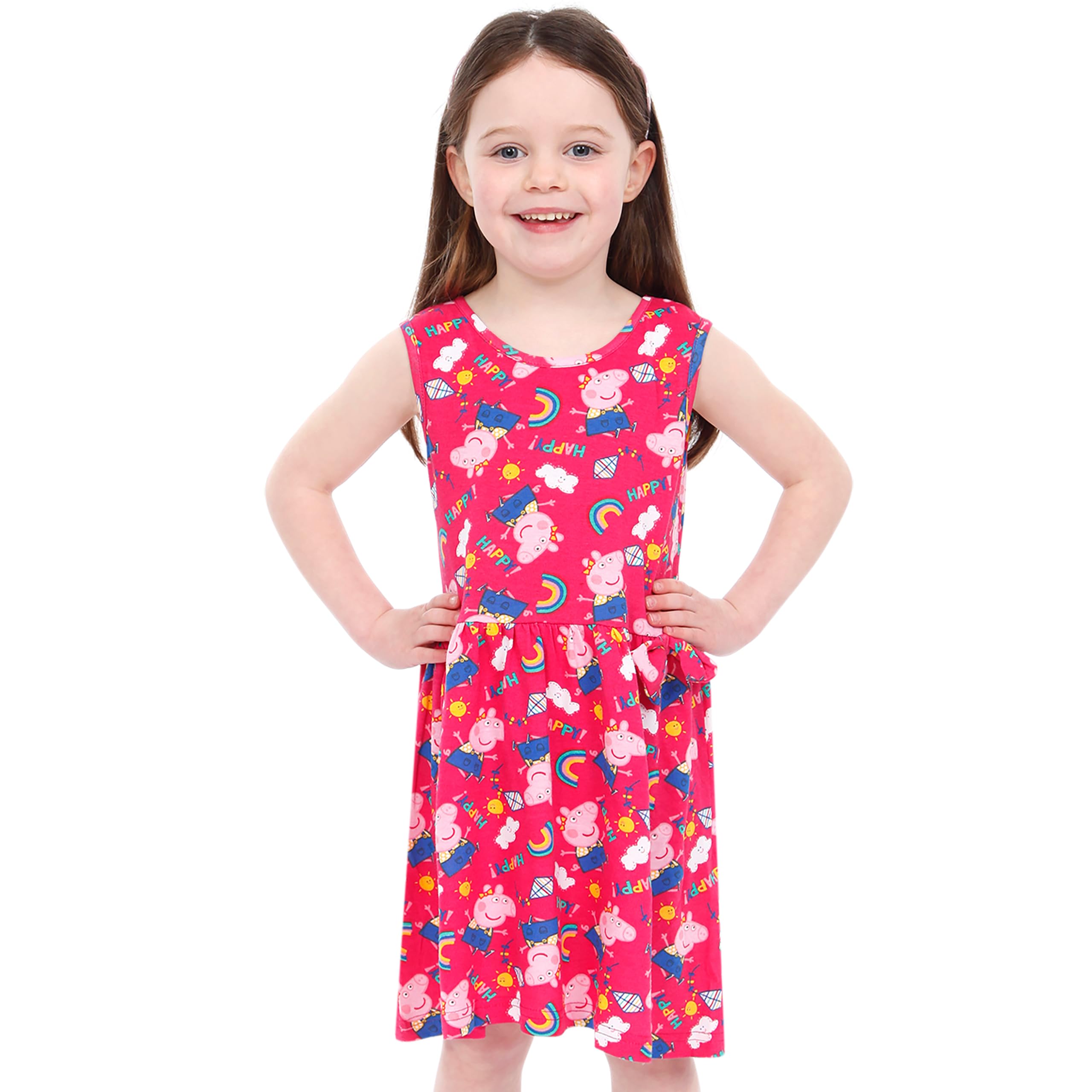 Peppa Wutz Kleid Mädchen | Regenbogen Sommerkleid Mädchen | Kurzarm Kleider Für Kinder 92 Ansicht 2