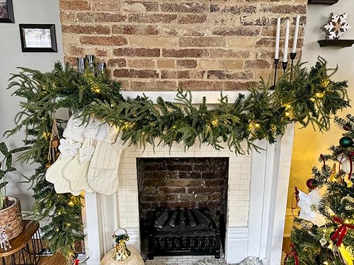 Miniatura 2 de Guirnalda de Navidad preiluminada de 9 pies con 50 luces LED, temporizador de decoración navideña con batería para escaleras, interiores y