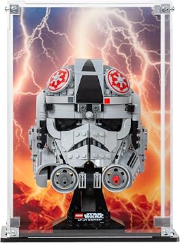 Acrylic Display Case compatible with LEGO  Star Wars AT-AT Driver Helmet 75429 Printed Back Panel