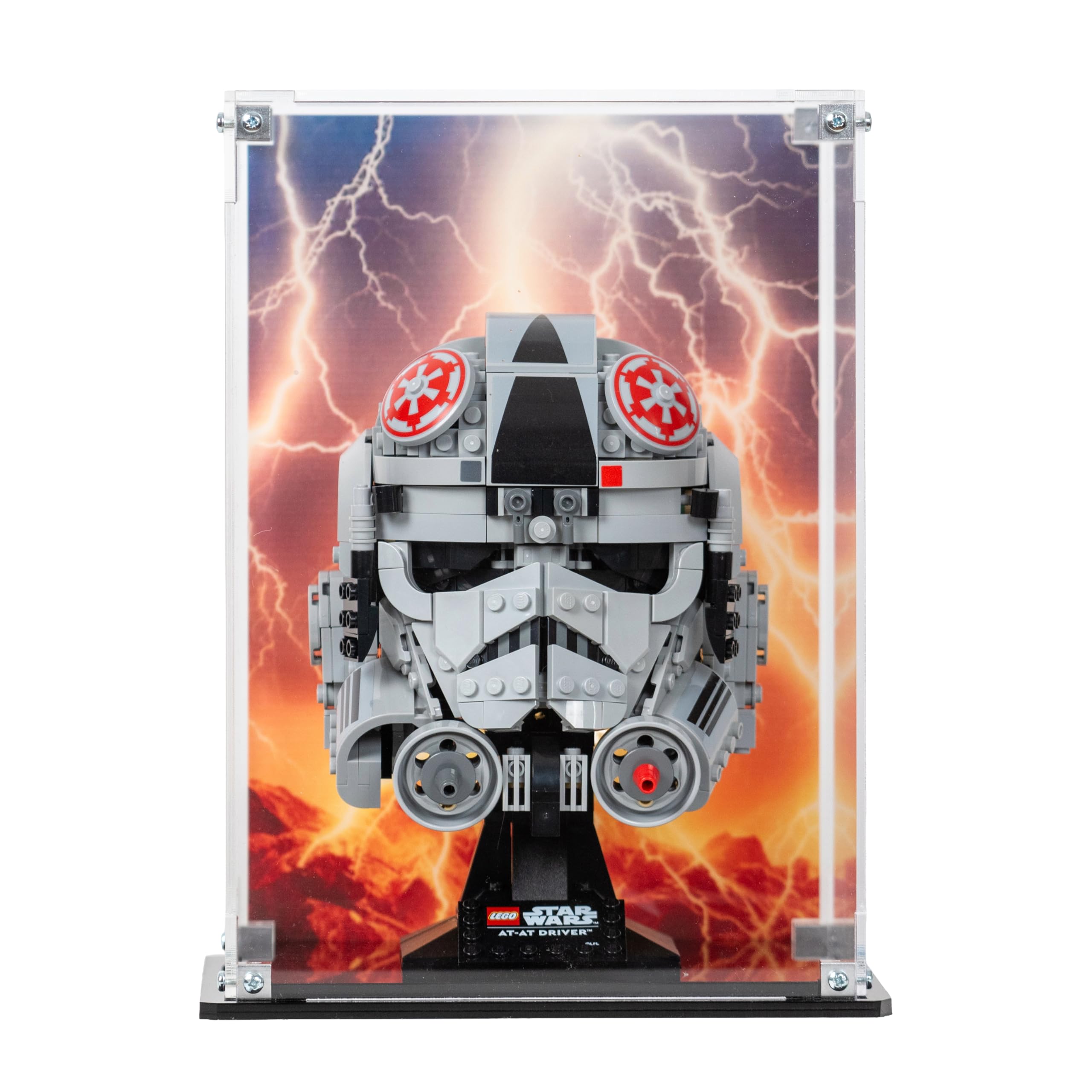 Acrylic Display Case compatible with LEGO® Star Wars: AT-AT Driver Helmet (75429) (Clear Back Panel)