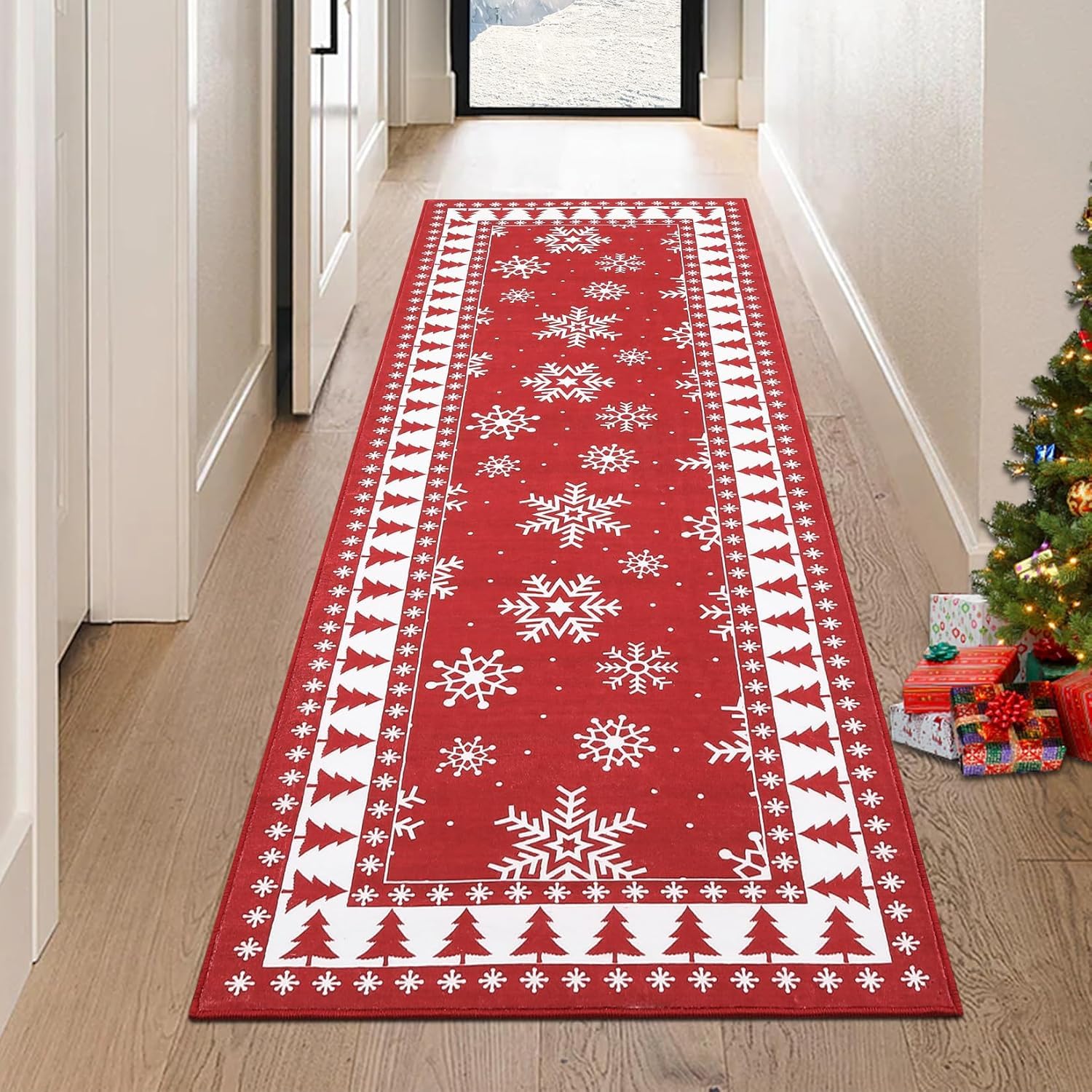 Runner Rugs,70 x 230 cm, Christmas Decoration Patterns Red White,Tappeti Decorativo Casa e Cucina Arredamento Soggiorno,