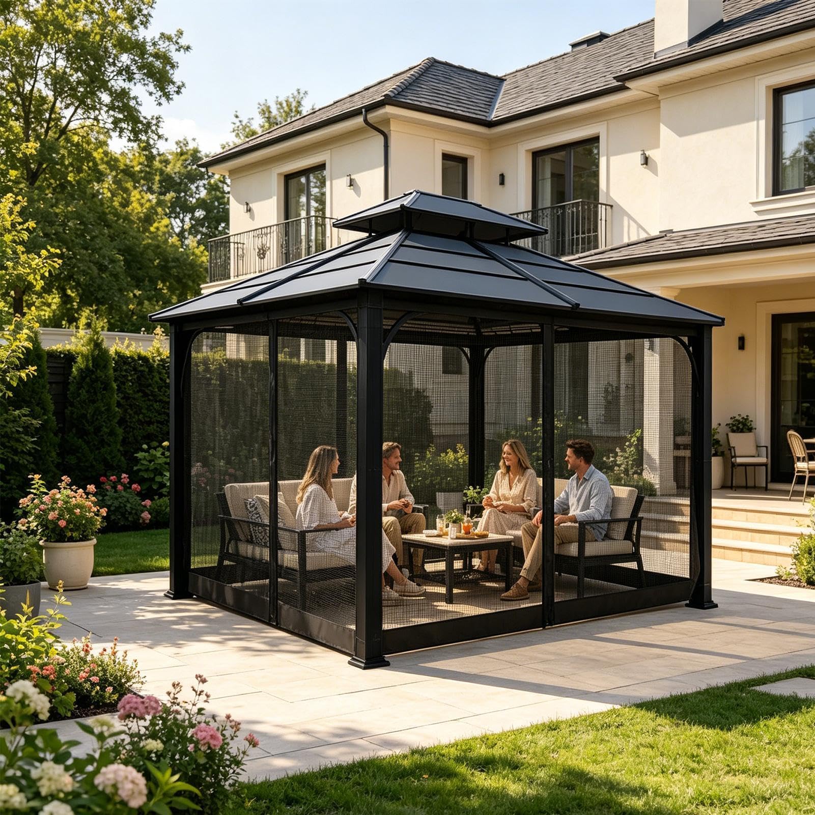 Zanzariera Patio Copertura Grande Pieghevole E Portatile 3,66 X 3,66 M | Zanzariera per all'Aperto per Casa Camera da Interno Quotidiano Viaggio Esterno Giardino all'Aperto