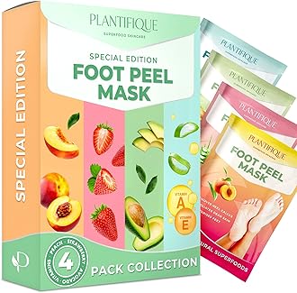 PLANTIFIQUE Special Edition Foot Peel Mask by Plantifique - 4 Pack Foot Mask Dermatologically Tested - Repairs Heels & Removes Dry Dead Skin for Soft Baby Feet