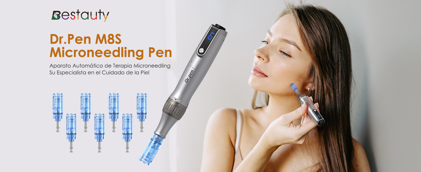 Dr.pen M8S Auténtico, 7 Cartuchos (1 c/u), Microneedling