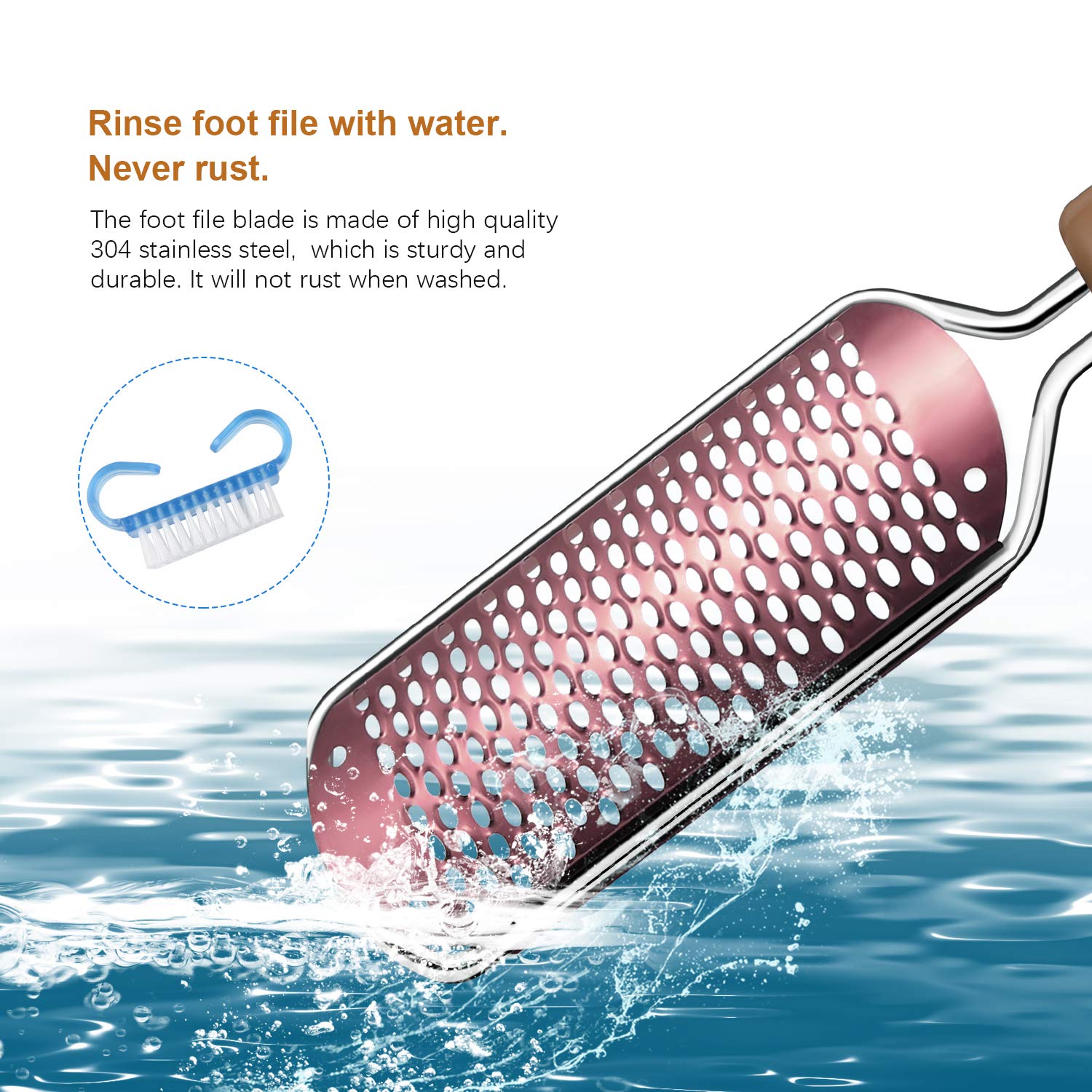 Lima de Pies Premium Removedor de callos para pedicuras - Raspador de pie profesional para el cuidado de los pies Doble cara para eliminar la piel muerta (Oro rosa)