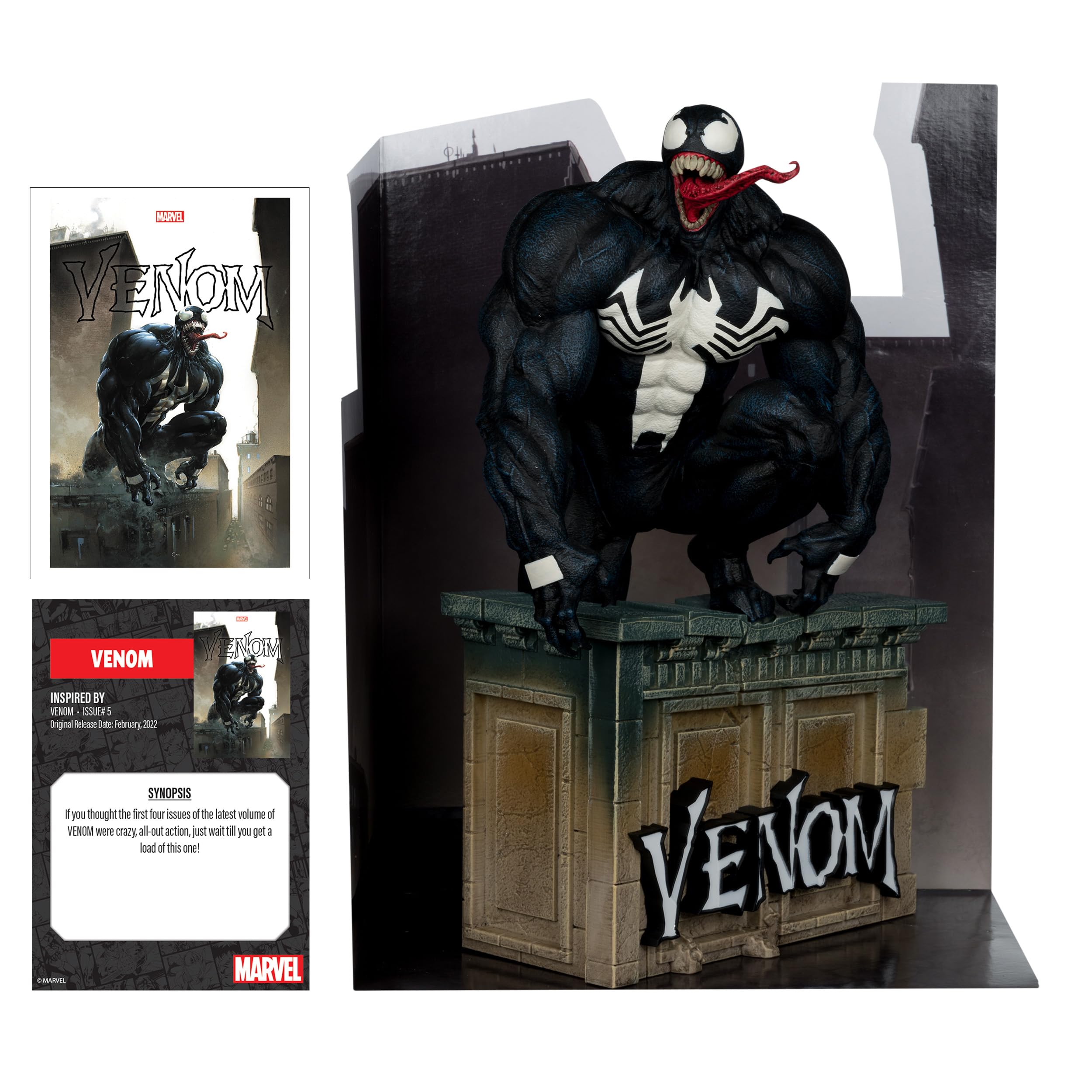 McFarlane Toys - Marvel Venom - Coleccionable a Escala 1:6 con Escena y cómic (Venom #5)