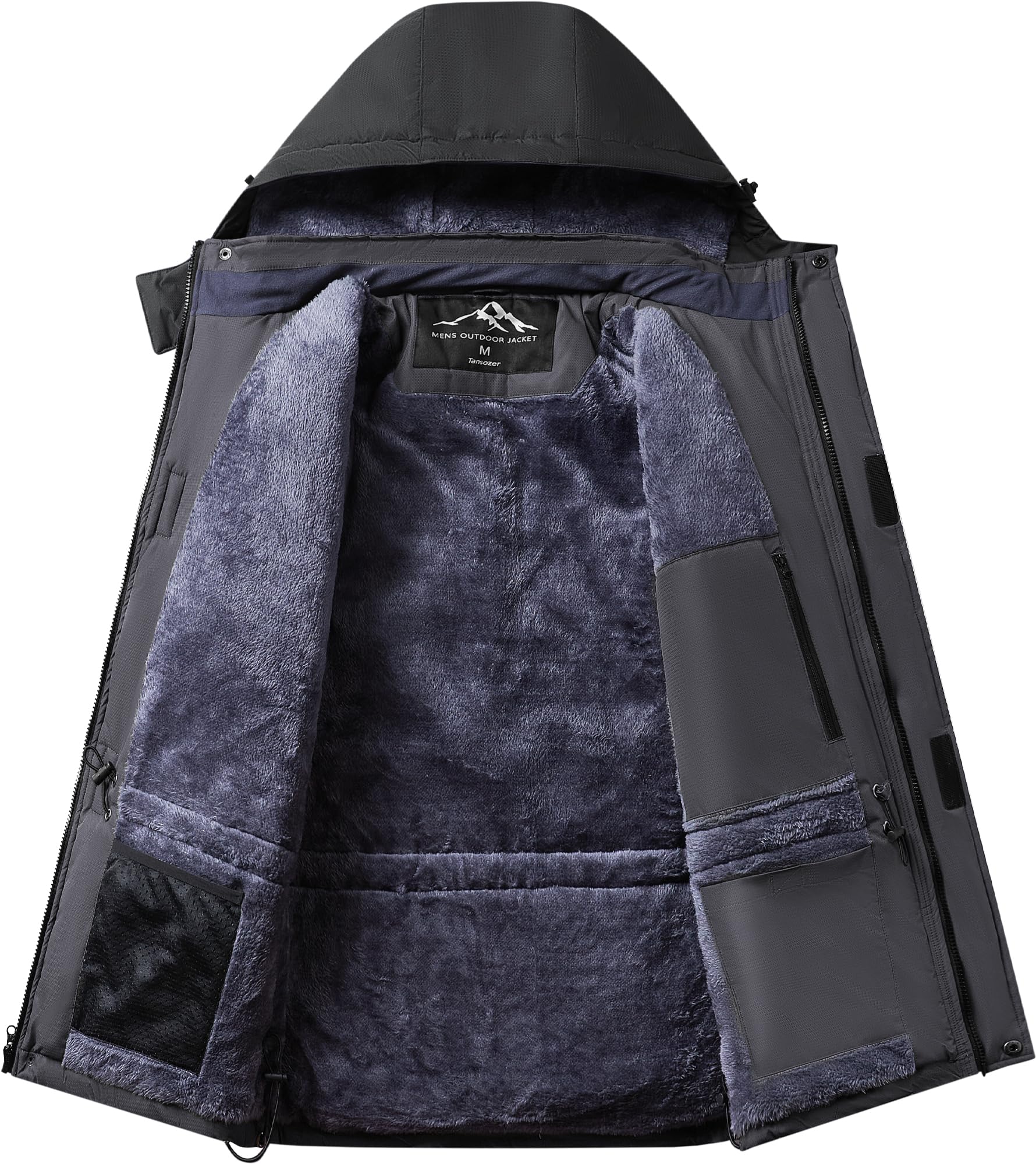 Tansozer Uomo Impermeabile Giacca Invernale Antivento caldo Sci Cappotto in Pile con Cappuccio Rimovibile