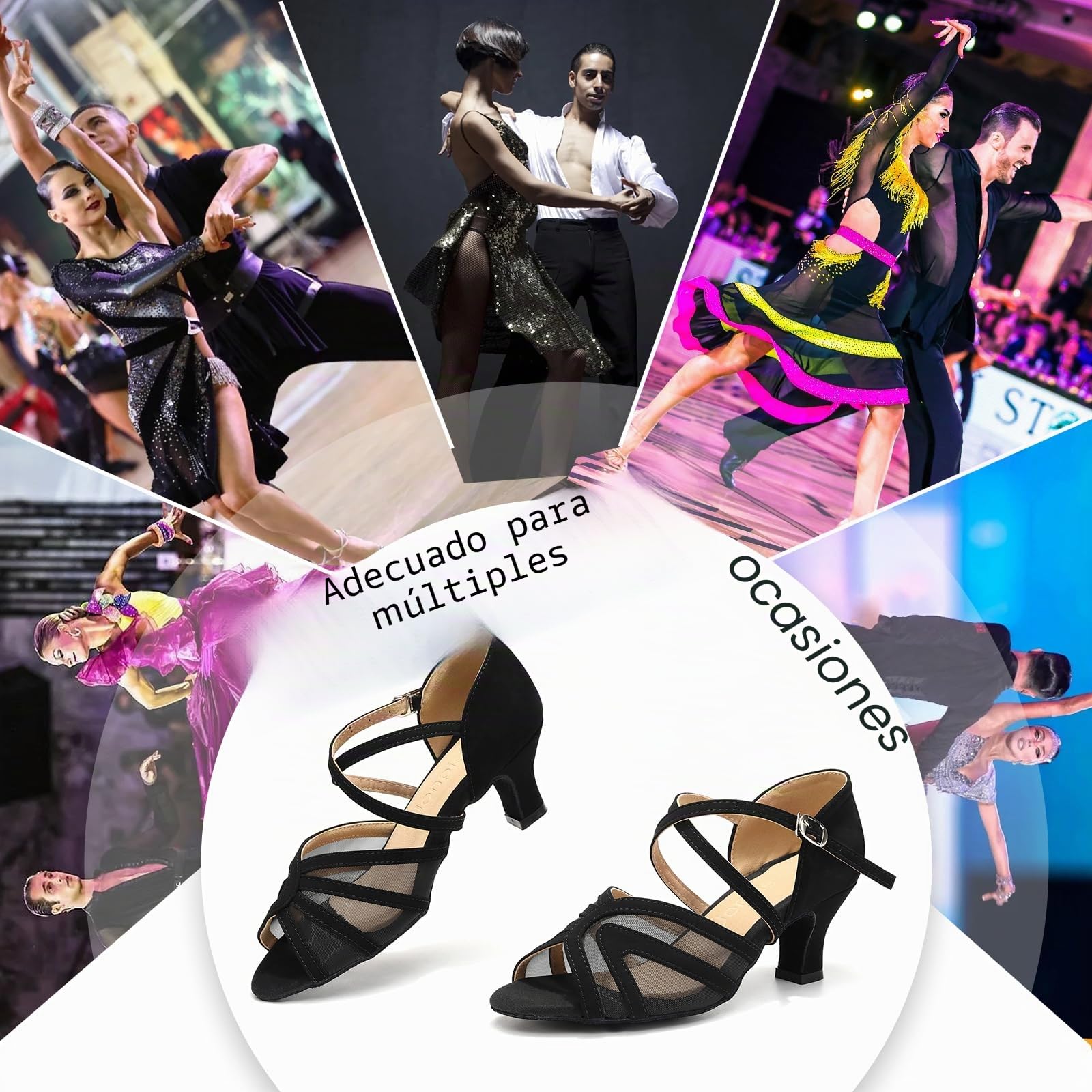 Zapatos de Baile Latino de Salon Mujer Cómodos de Tacon 5cm