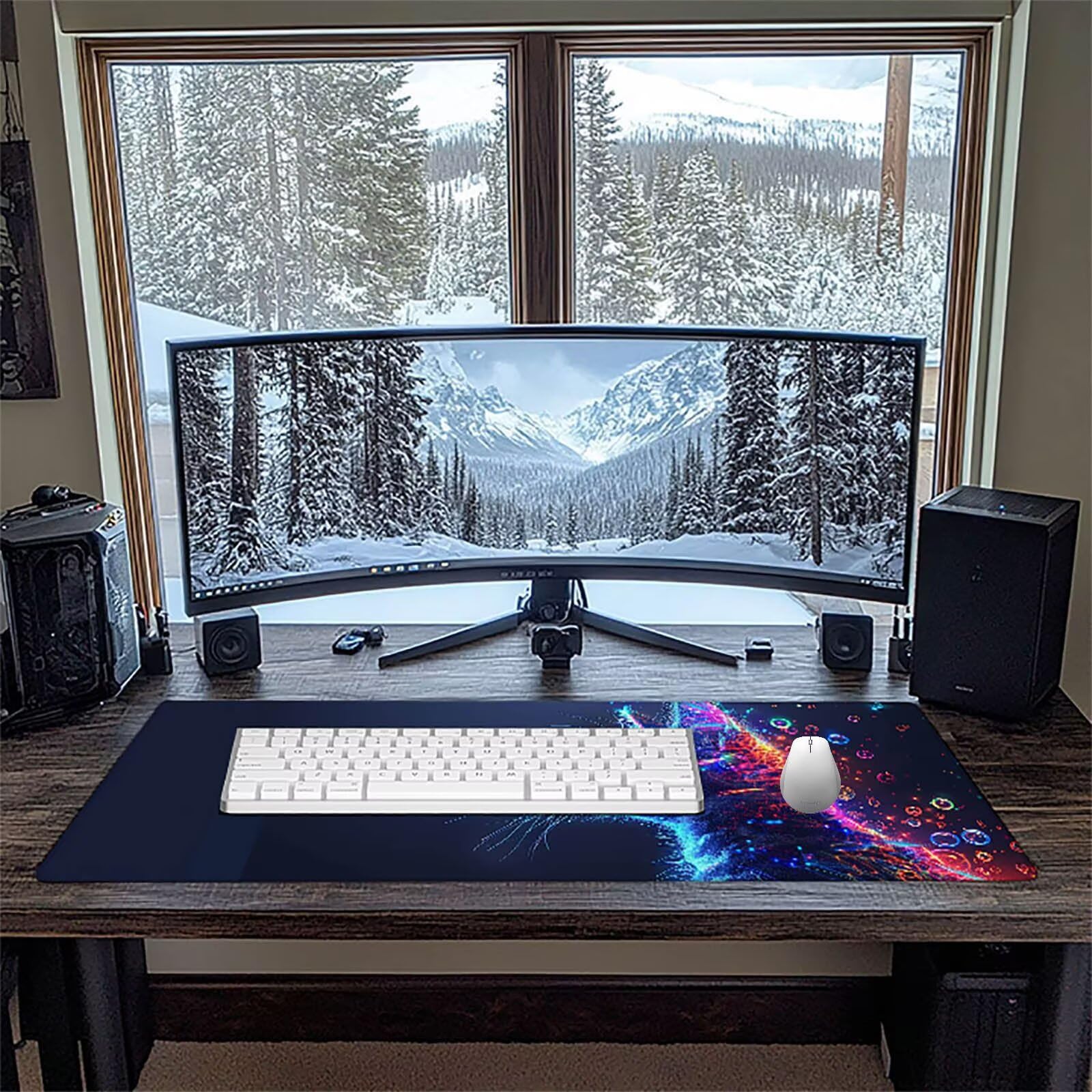 Podkładka pod mysz dla kota XXL 1000 x 500 mm, kolorowa podkładka pod mysz dla graczy z antypoślizgową podstawą, przeszyte krawędzie, wodoodporna podkładka pod mysz do gier, akcesoria biurowe