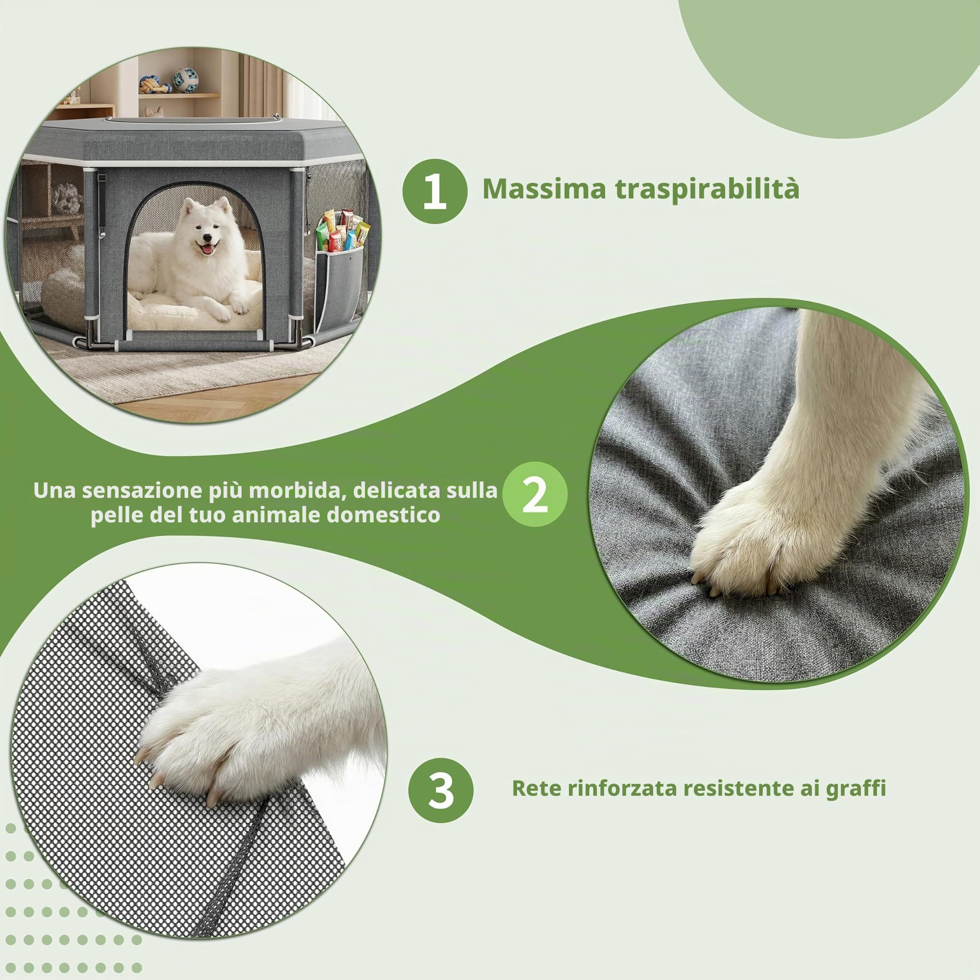 Cofanetto esagonale per cuccioli extra alti, box razze grandi e piccole, accessorio per cuccioli, indispensabile per cani, 122 x 65 cm