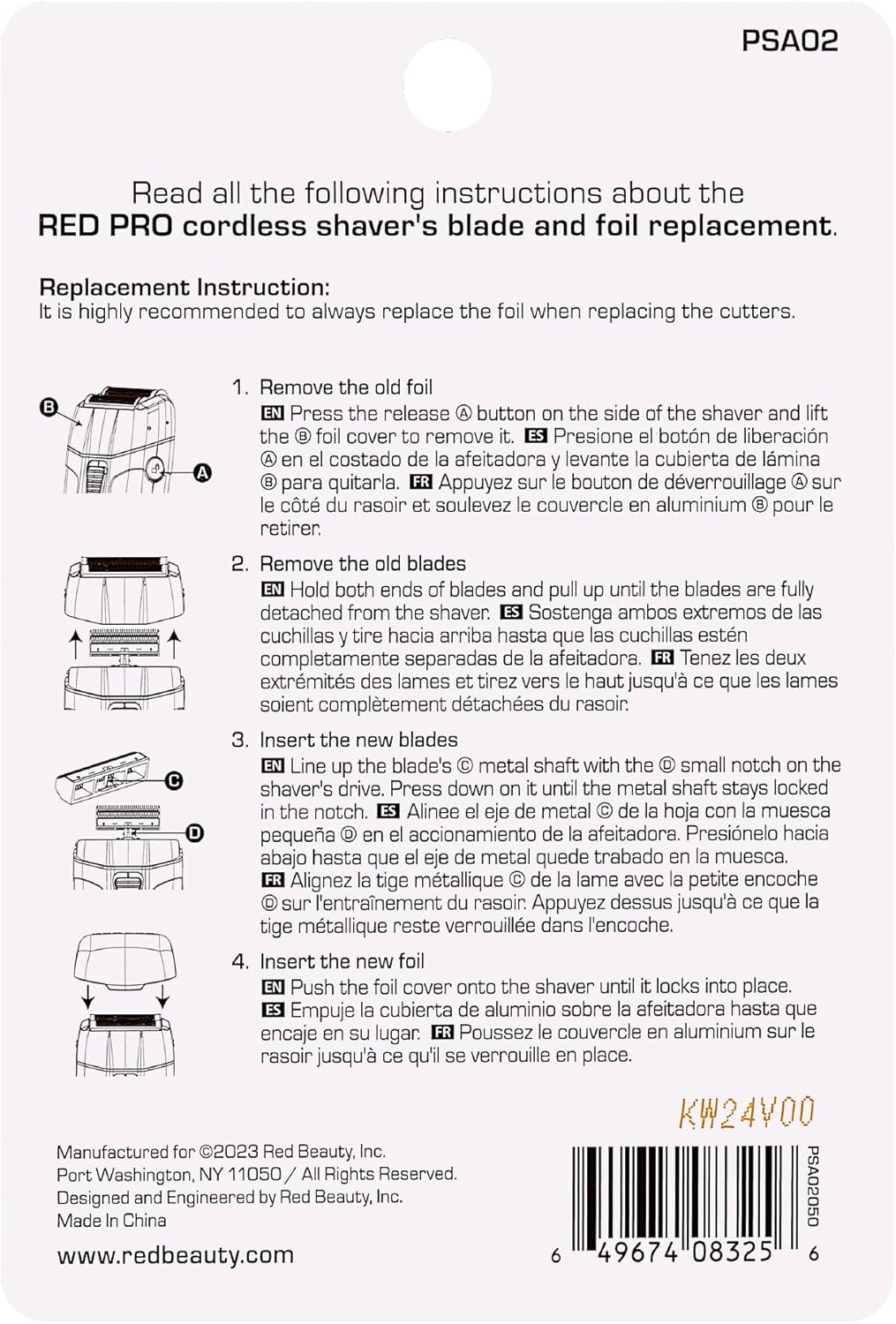 RED Pro Cordless Shaver Blade & Foil Kit Replacement, DLC Black Titanium Coated Foil, Durable Resistant Cutter, Smooth Saving, No Bump/Irritation
