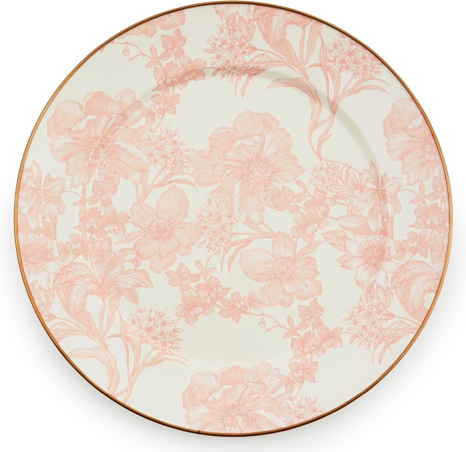 MACKENZIE-CHILDS Enamel Charger Plate, Decorative Plate for Home Decor, 12 Inches, Rosy English Garden