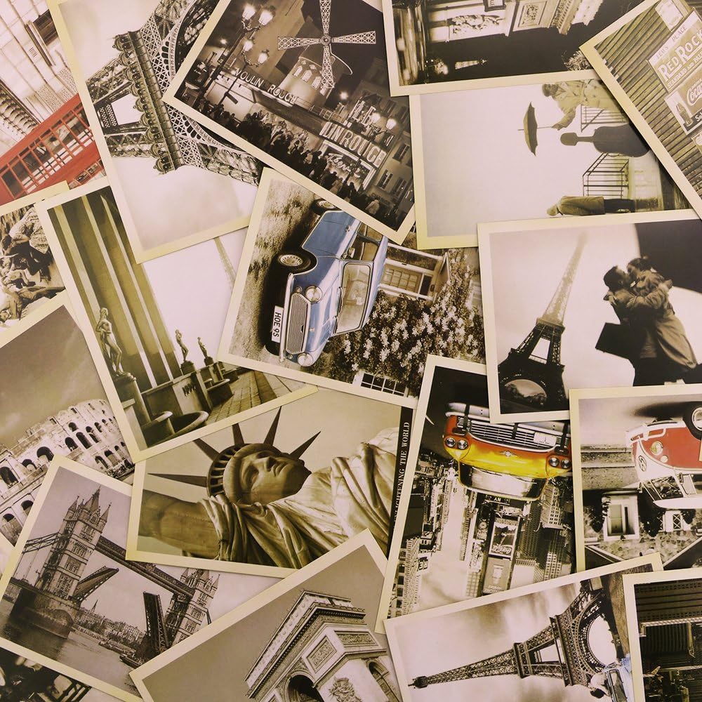 WFPLUS64 Pcs 2 set Vintage Retro Old Tourist Spot Posters Travel Postcards for Worth Collecting