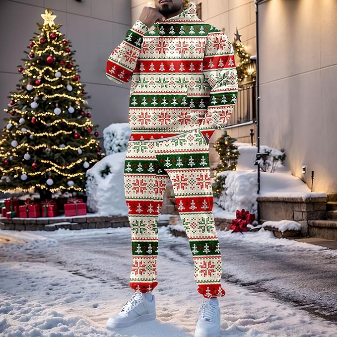 KBOPLEMQ Costume De Noël Pour Homme - 2 Pièces - Survêtement