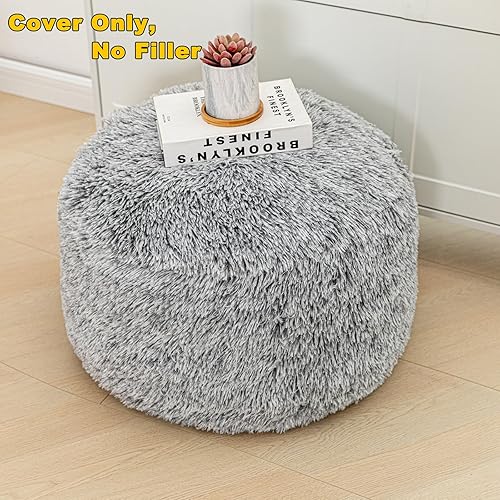 Miniatura 35 de Asuprui Puf otomano sin relleno, reposapiés otomano de 20 x 12 pulgadas, puf redondo para piso, sin relleno, reposapiés con almacenamiento para sala