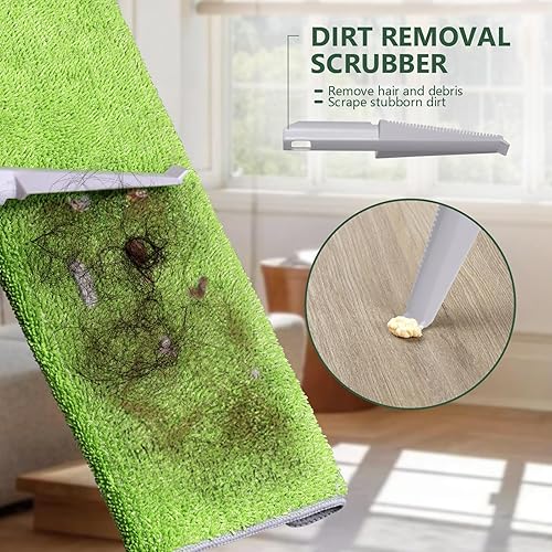 Miniatura 5 de Masthome - Trapeadores de microfibra para limpieza de pisos, trapeadores profesionales con almohadillas lavables, 4 piezas, mopa plana de uso húmedo