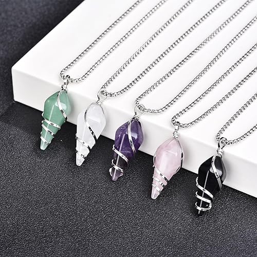 Miniatura 2 de Collar de cristal curativo, collar con colgante de piedra de cristal, collares de piedras preciosas para mujer, joyería de regalo de cumpleaños para