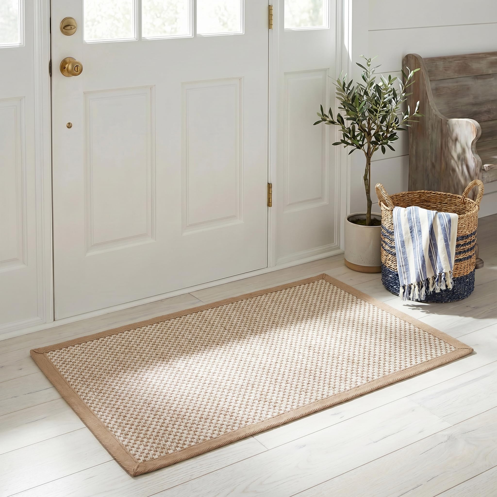 Safavieh Natural Fiber Rug for Living Room, Dining Room, Bedroom - Natural Fiber Collection, Short Pile, in Natural, 61 X 91 cm