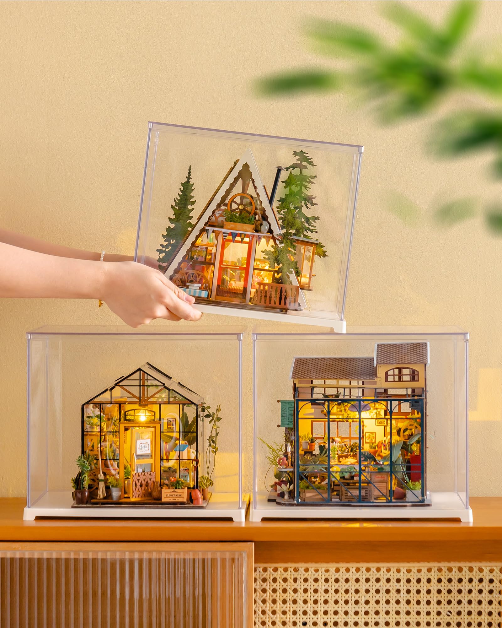 Rolife Casa de Muñecas Cabaña A-Frame Modelo de Madera Casa en Miniatura Sanación Natural Cabaña del Bosque de Cuento de Hadas Decoración del Hogar Regalo Creativo para Adultos