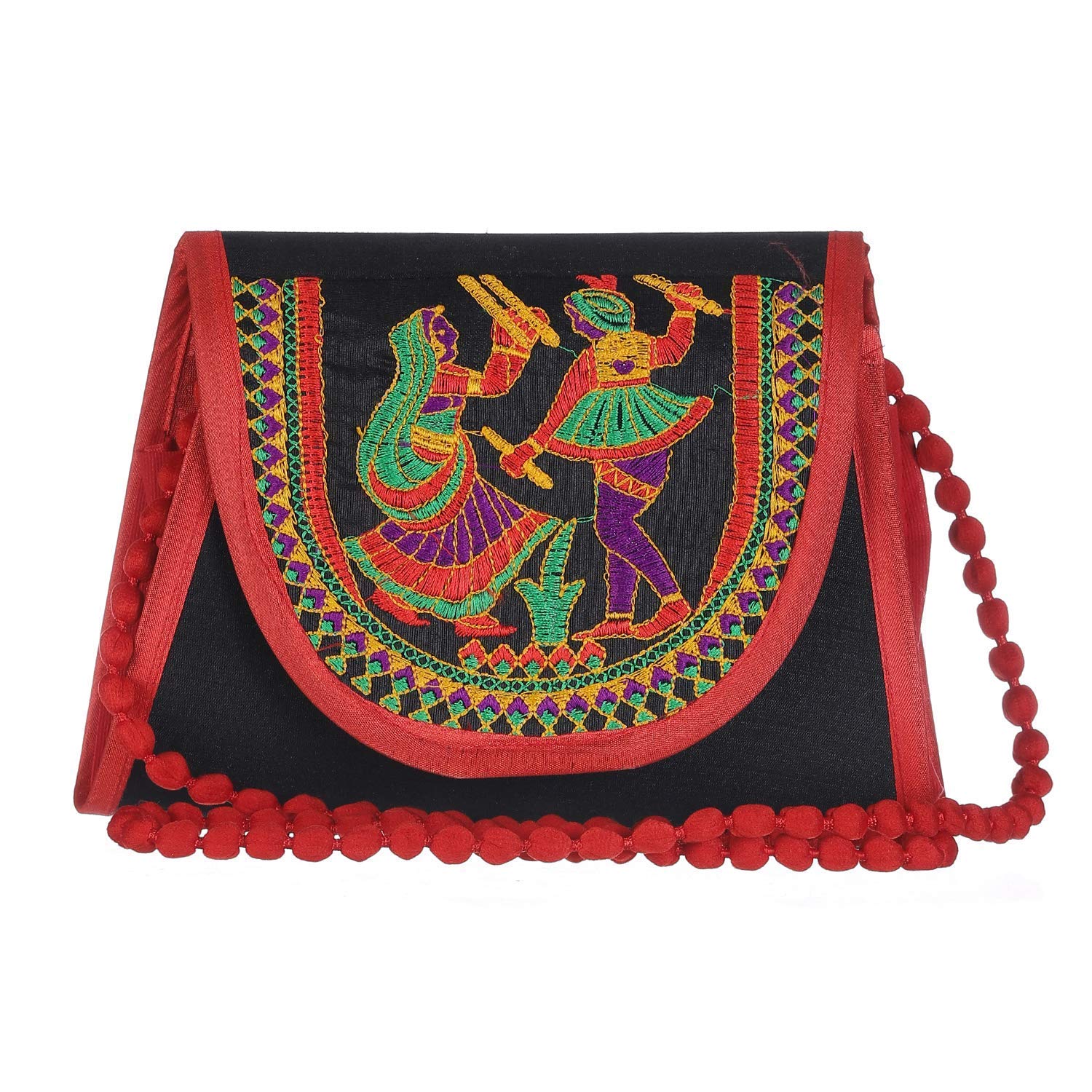 DMS RETAIL Traditional Kutchi Rajasthani Sling Bag Clutch Bag Embroiderey Sling Bag For Women And Girls Black Multicolored (B07PWLYGSF) Amazon Price History, Amazon Price Tracker