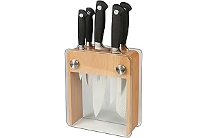 Mercer Knives Genesis 6-Piece Wood/Glass Knife Block Set