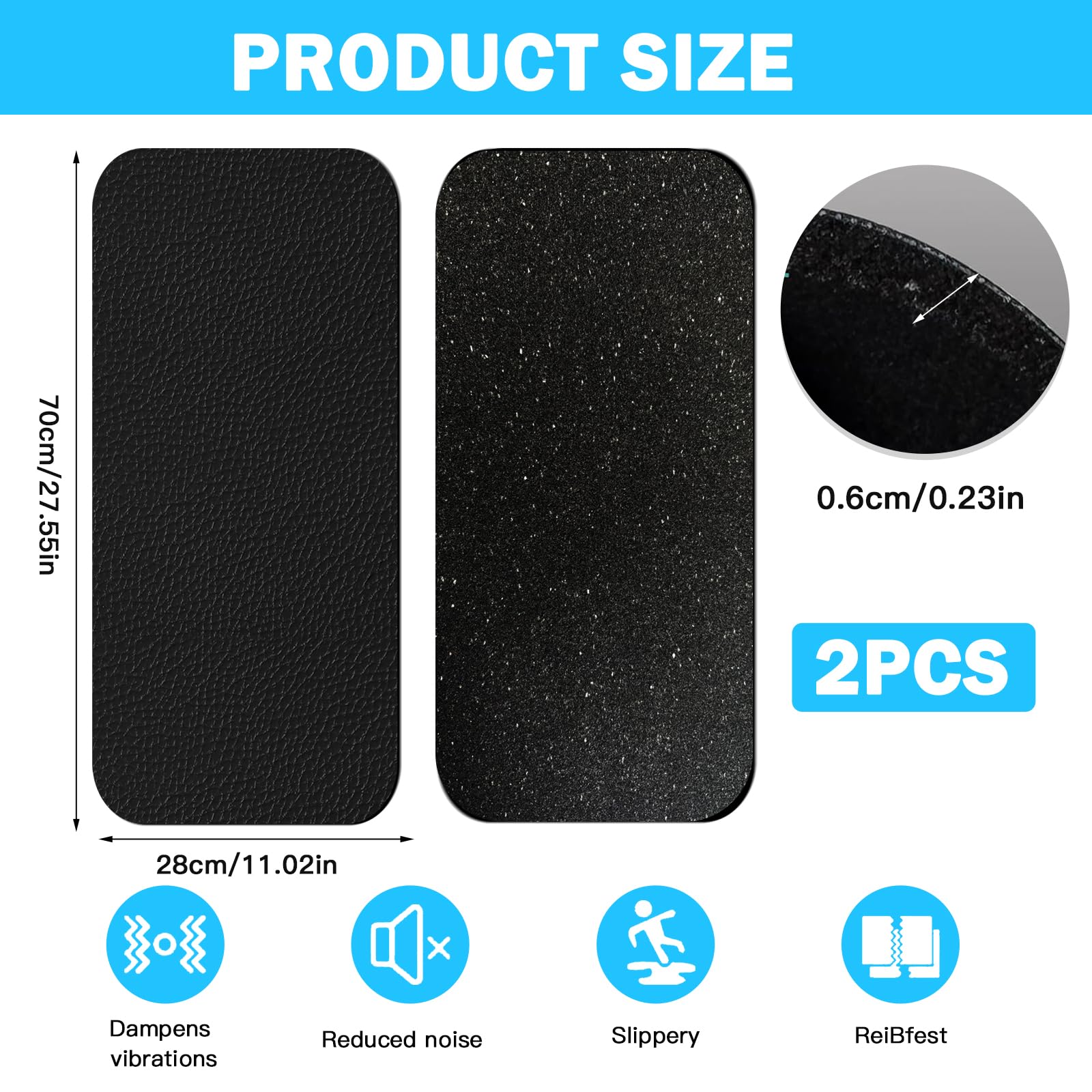 Tapis De Protection Pour Home Trainer 70x28cm (Lot De 2) | PVC 6mm Antidérapant | Pour Tapis De Course, Vélo, Poids