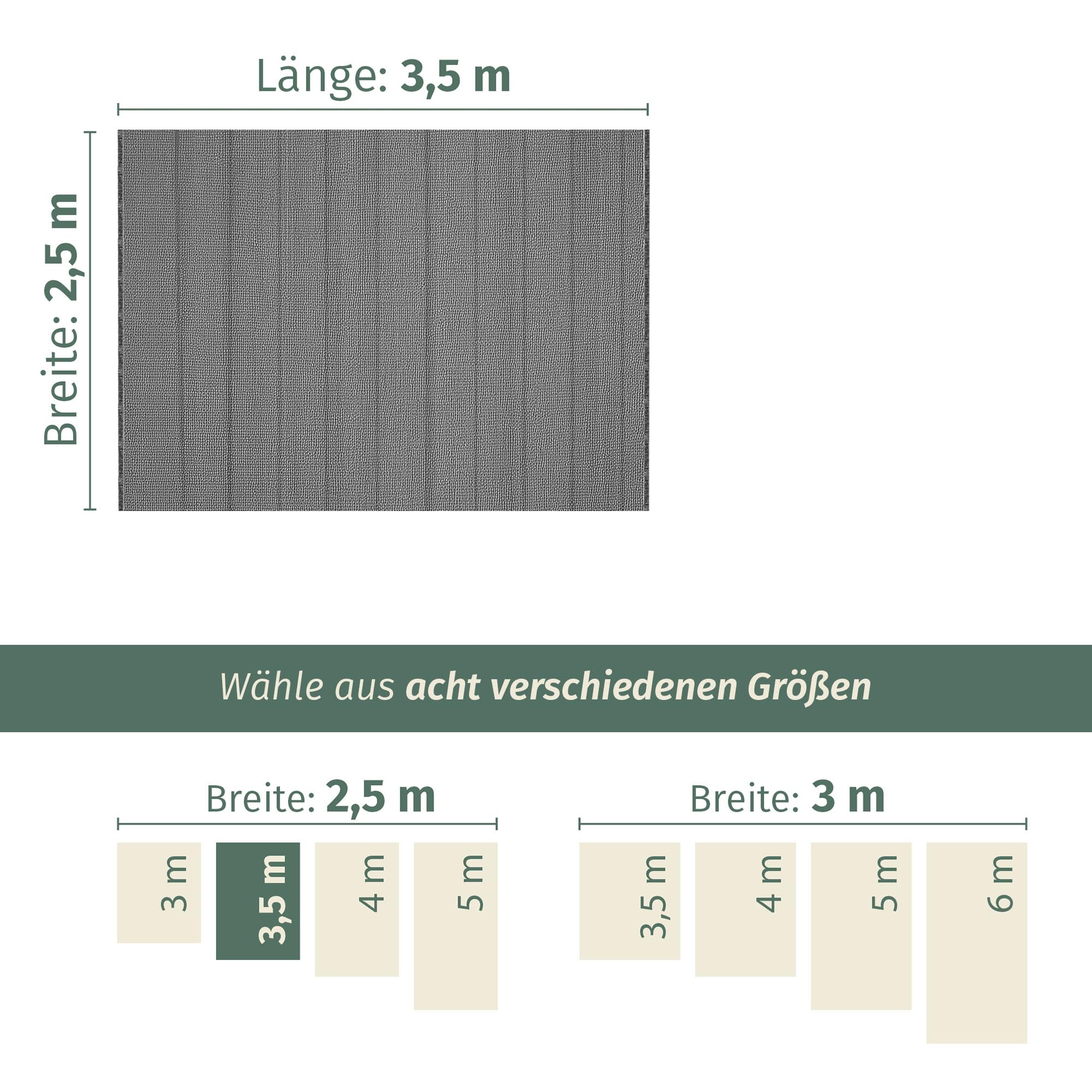 Dywan namiotowy, ciemnoszary, 250 x 350 cm (300 g/m² PP), odporny na warunki atmosferyczne, do użytku na zewnątrz, oddychający, łatwy do prania