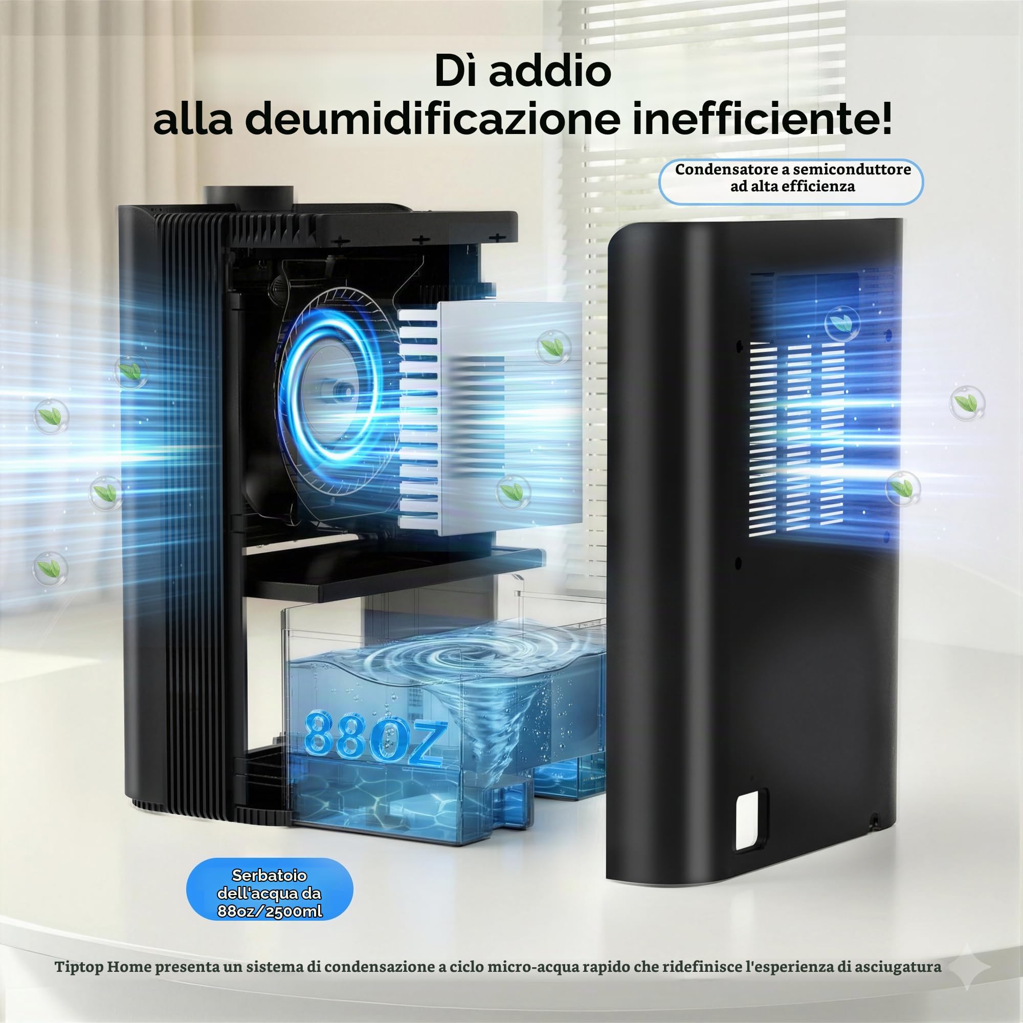 Deumidificatore Casa, 2500ML Dehumidifier per Casa Muffa, Deumidificatore Elettrico Silenzioso con Tubo di Scarico, Spegnimento Automatico, Modalità Sleep, Deumidificatori per Bagno,Camera,Armadio