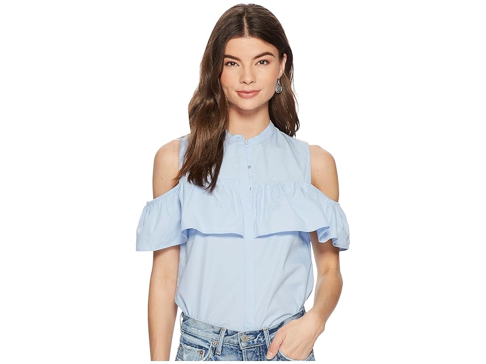 

Lucky Brand Ruffle Top (Brunerra Blue) Women's Clothing