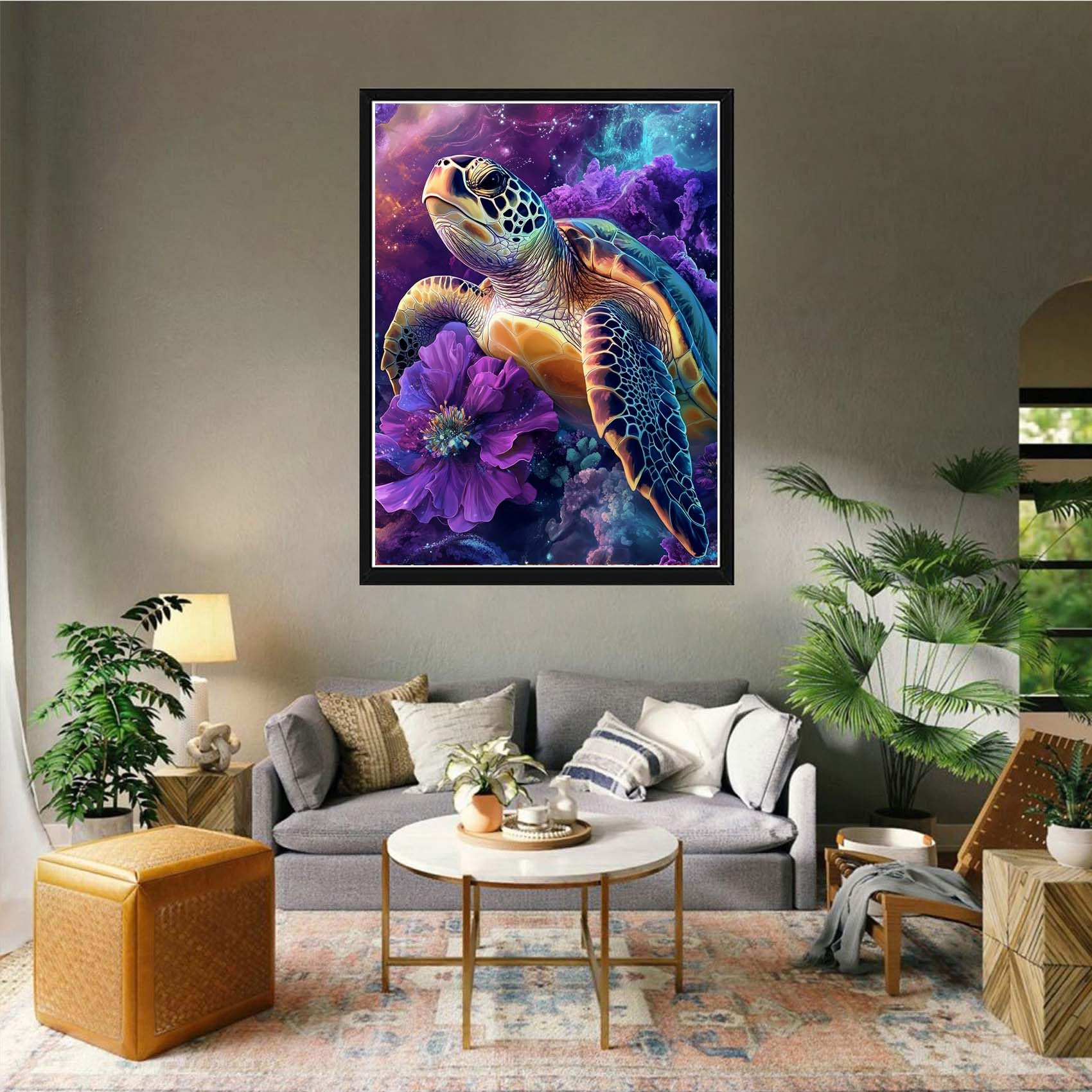 Kit Complet De Broderie Diamant Tortue De Mer - Peinture Diamant Animal - Point De Croix