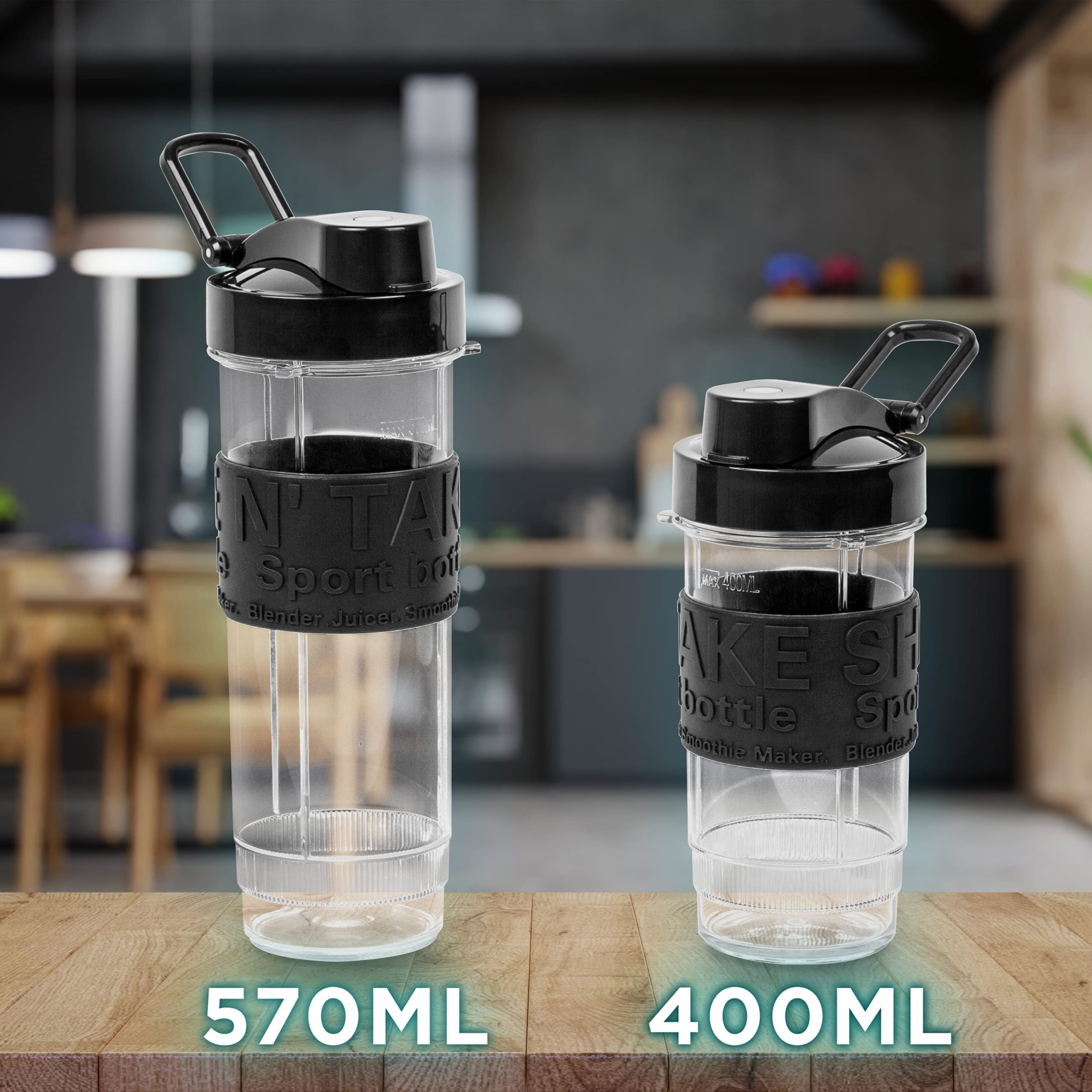 Duronic BL520 Mini Mixeur Blender portable de 500W 570 et 400 ml Bouteille Sans BPA Pour Smoothie Shakes protéinés Nourriture pour bébé Jus de fruits ou légumes Milkshakes Cocktail Sauces Purée