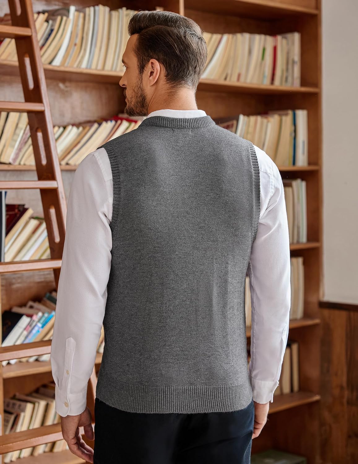 COOFANDY Men V Neck Sweater Vest Knit Casual Pullover Vest Slim Fit Sleeveless Lightweight Sweater Vest - Image 4