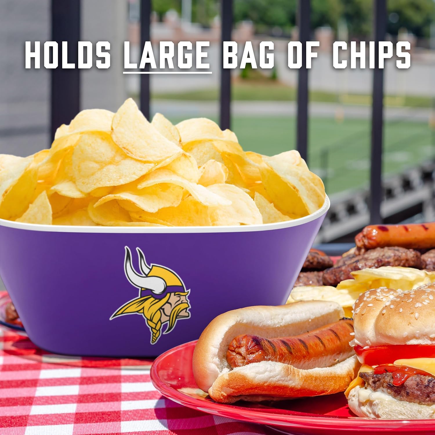 YouTheFan NFL Officially-licensed Large Party Bowl - 100% Melamine, dishwasher safe, BPA free - holds large bag of chips - sleek design - perfect for game day or any day