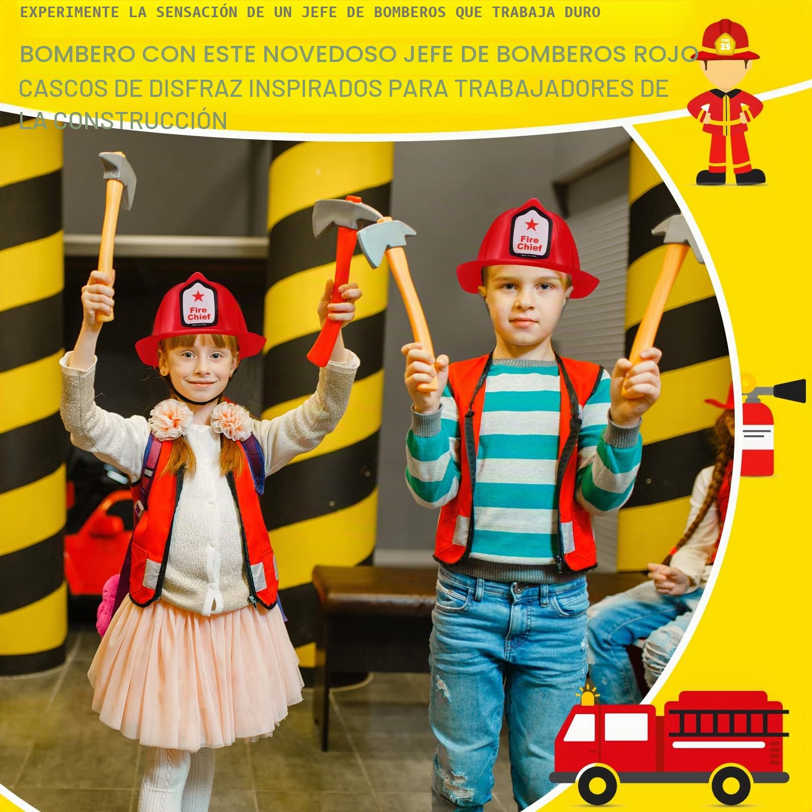 24 piezas de casco de bombero para niños, casco de bombero rojo, sombrero de bombero para niños y adultos