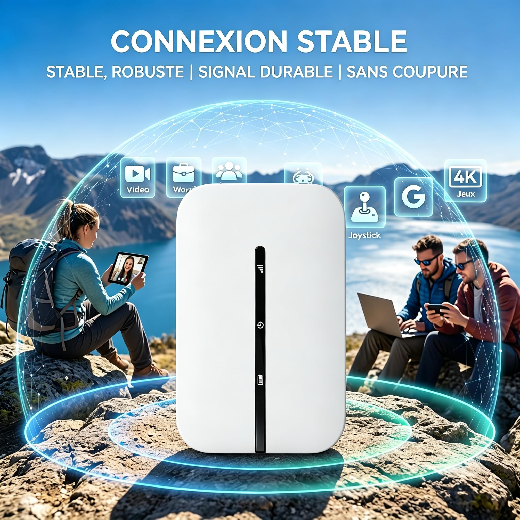 Routeur 5G Portable WiFi 6 Déverrouillé avec Emplacement SIM, Modem Internet Mobile Haut Débit 5G/4G+, Connexion Jusqu'à 32 Appareils Hotspot Mobile, Idéal Voyage et Télétravail