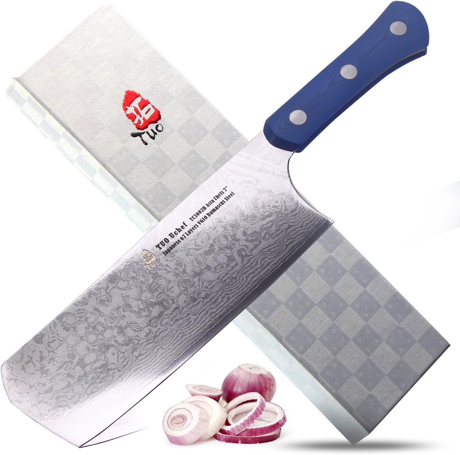 TUO Cutlery TC3002B Uchef 7" Damascus Chef Knife Damascus