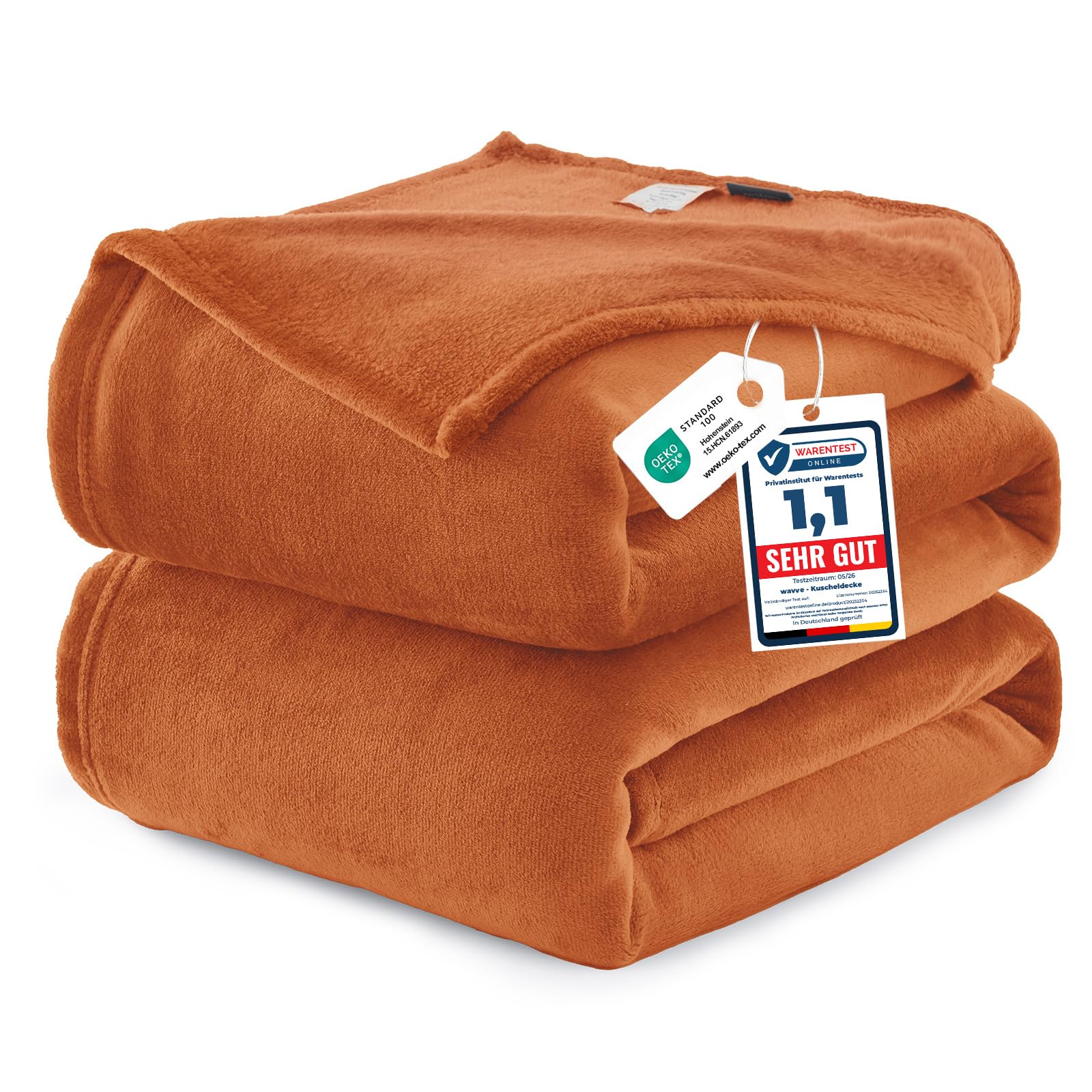 Wavve Orange Fleece Blanket Queen Size Xl 7Ft X 8Ft - Fluffy Soft Warm Versatile Large Throw Blanket For Bed/Sofa/Couch, 220X240 Cm