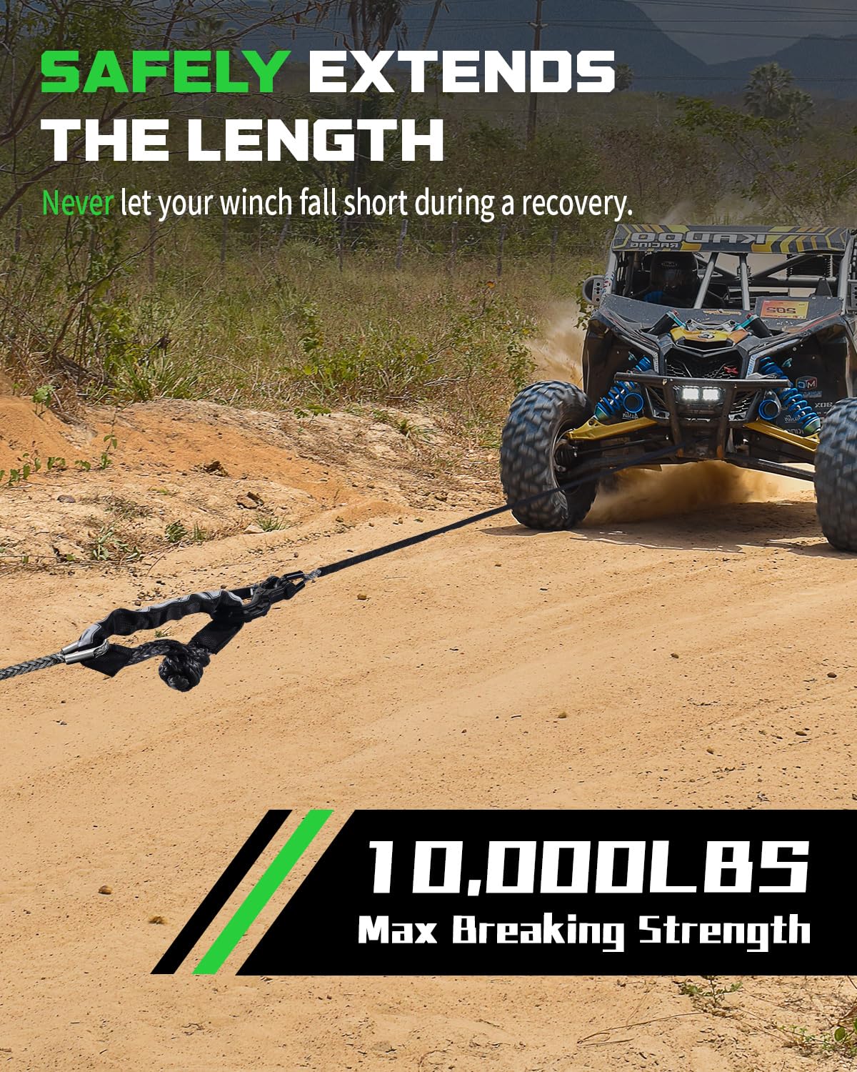 DAYDOOR Winch Rope Extension, 1/4'' X 50ft Synthetic Winch Extension - View #5