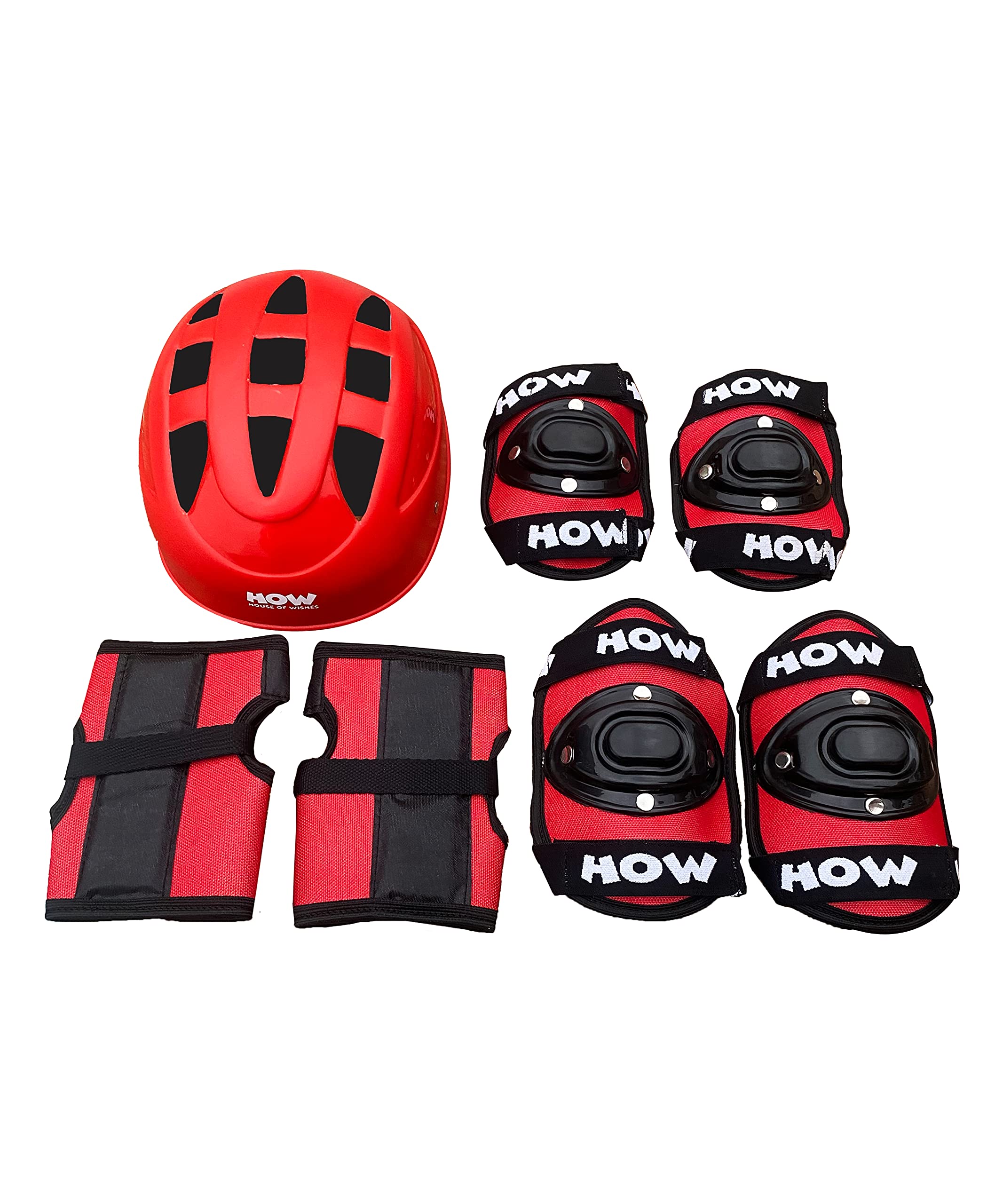 Skating Set for Roller Skates Cycling Bike Skateboard Inline Skating Scooter Riding Sports | Color_Red- Age 7 to 9 Year