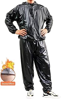 GOLD XIONG PADISHAH Heavy Duty Sweat Sauna Suits Exercise Gym Suit Full Body Anti-Rip Sweat Suits PVC Weight Loss Sauna Suit for Men Women | Windproof,Waterproof(Size XL,Black)