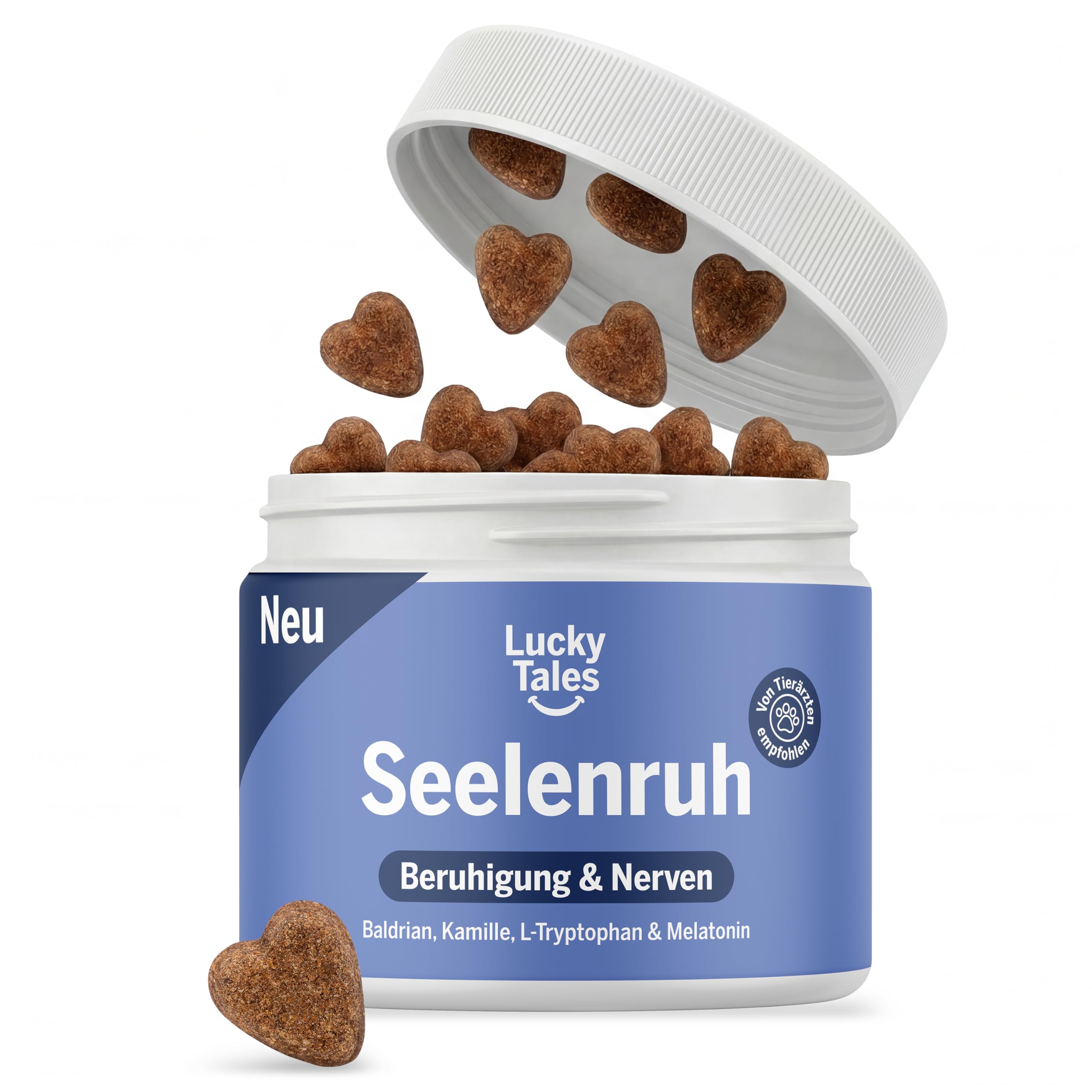 Lucky Tales Seelenruh - Beruhigung Hunde Snacks mit L-Tryptophan, L-Theanin, Baldrian & Melatonin - Entspannungs-Snacks für Ruhe & Entspannung - Alternative zu Beruhigungsmittel für Hunde 100 Stück